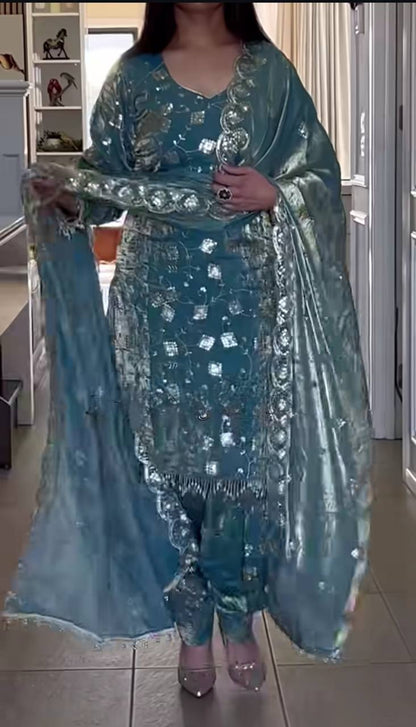 Elegant Blue Glamour Ethnic Grace with a Modern Touch