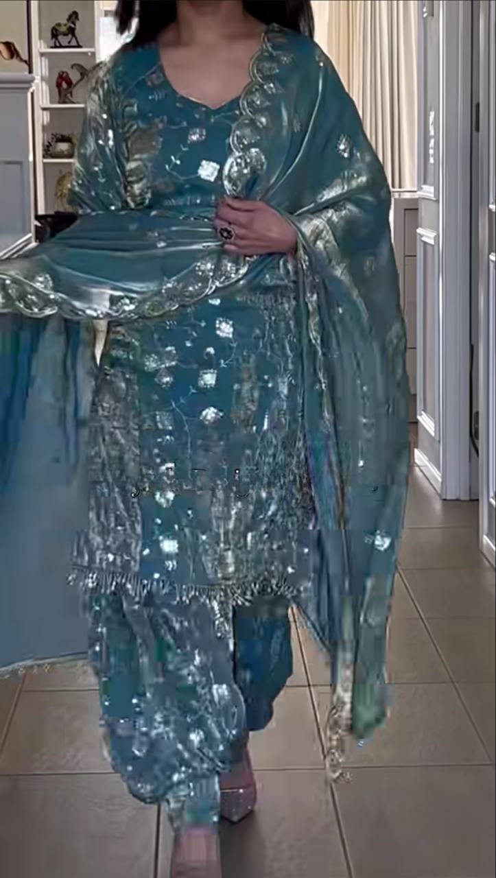 Elegant Blue Glamour Ethnic Grace with a Modern Touch