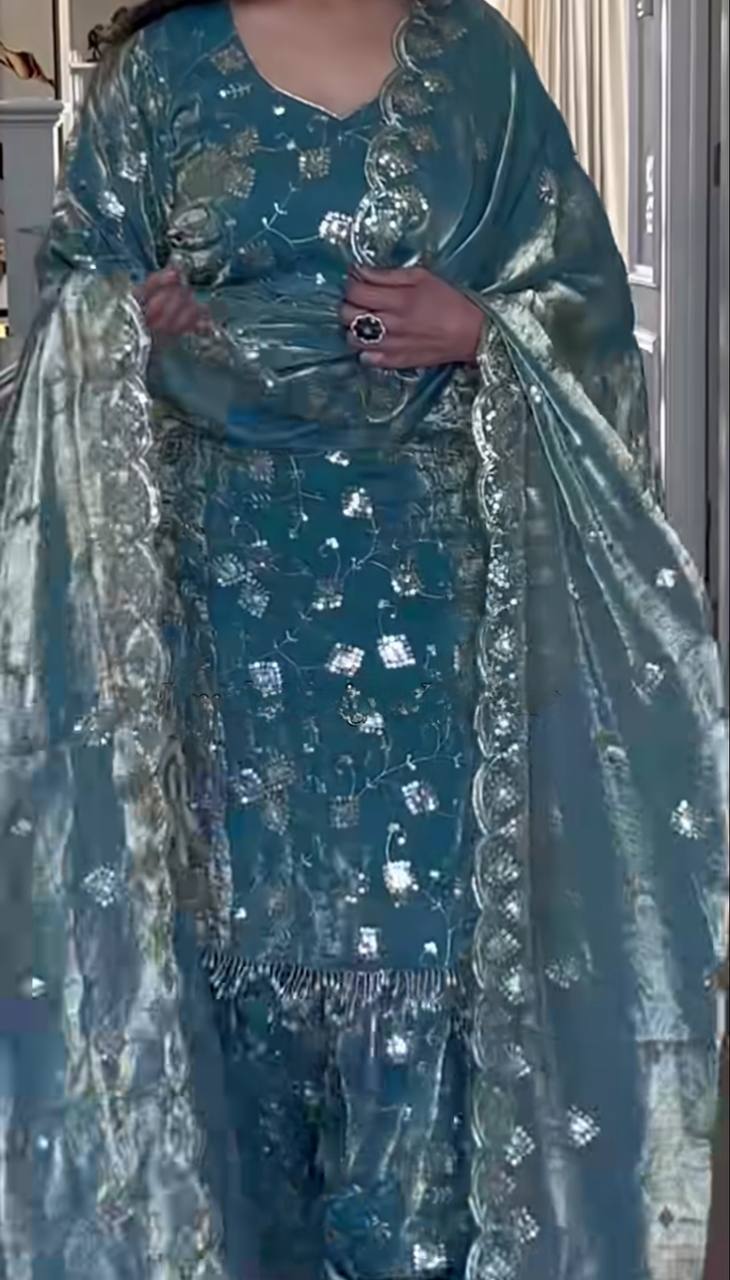 Elegant Blue Glamour Ethnic Grace with a Modern Touch