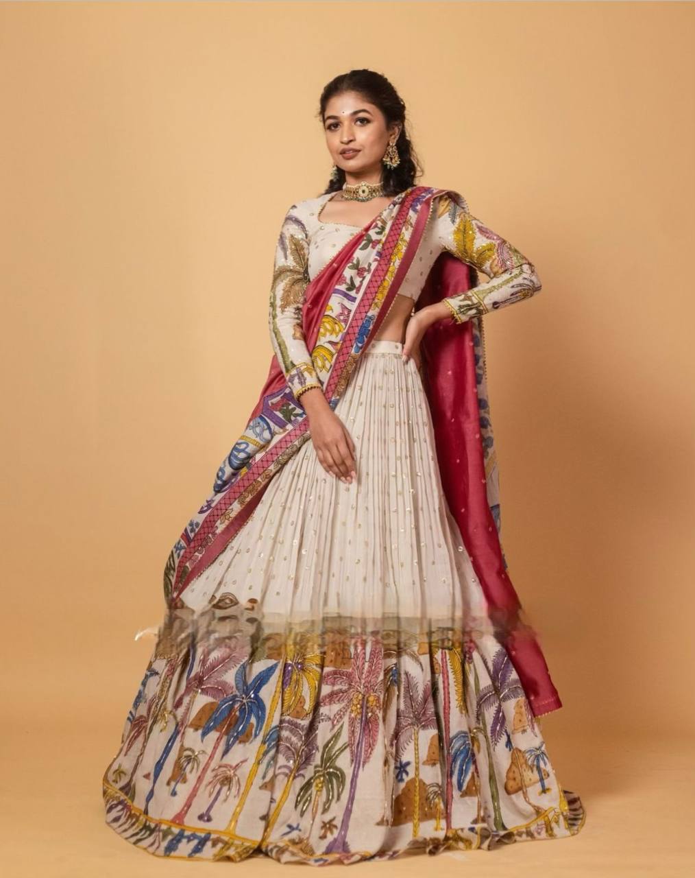 Kalamkari Print With Sequence Work Lehenga Choli
