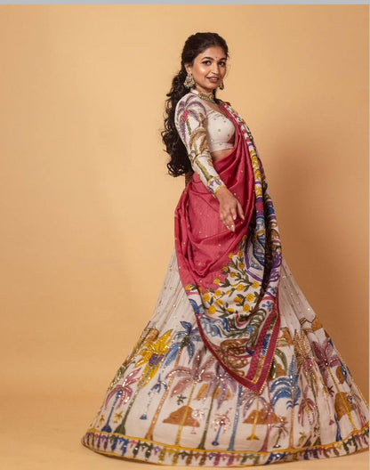 Kalamkari Print With Sequence Work Lehenga Choli