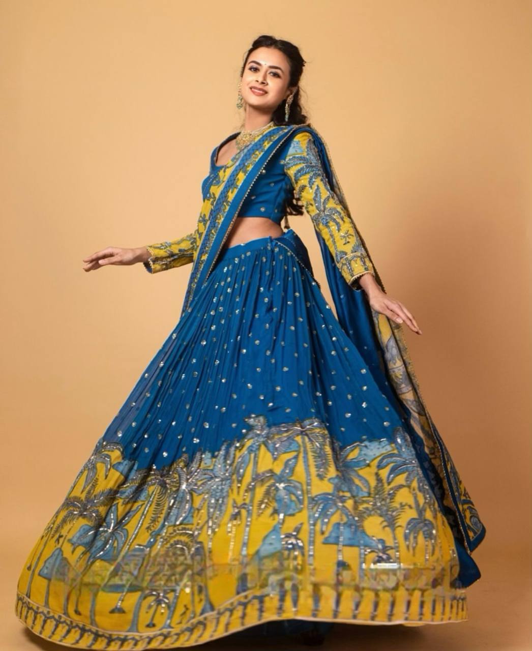 Kalamkari Print With Sequence Work Lehenga Choli