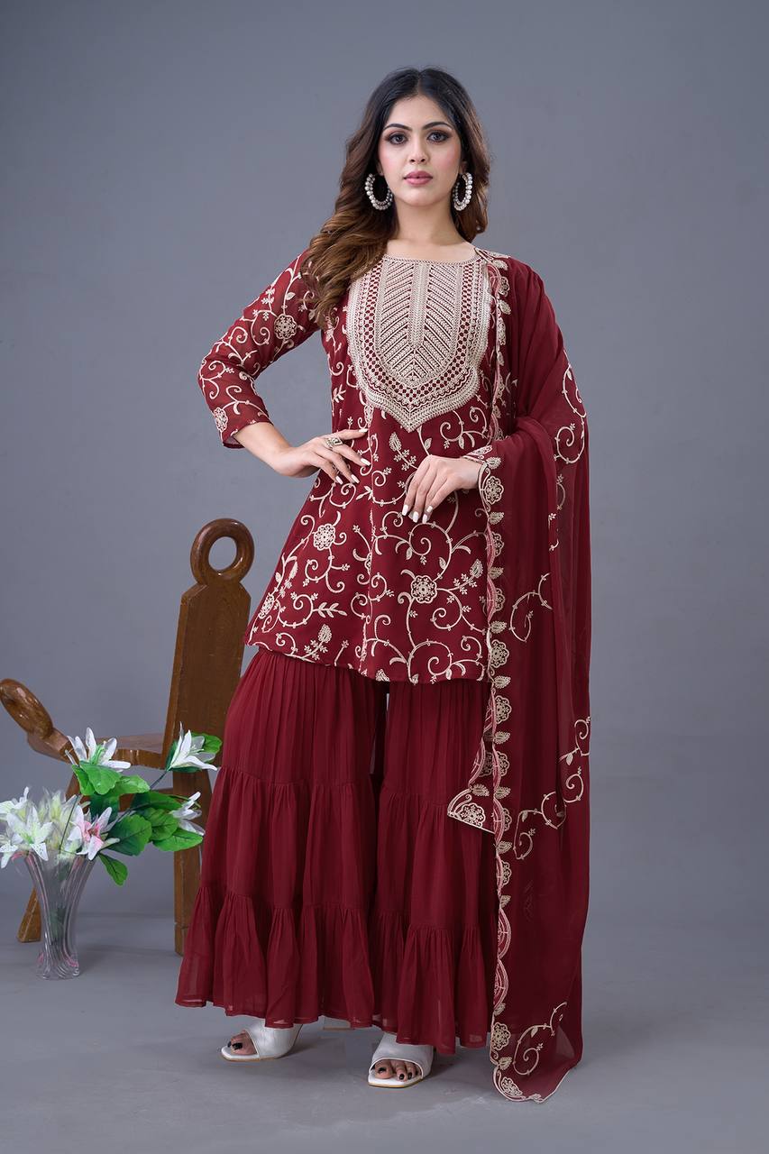 Royal Plum Elegance The Luxe Sharara Set