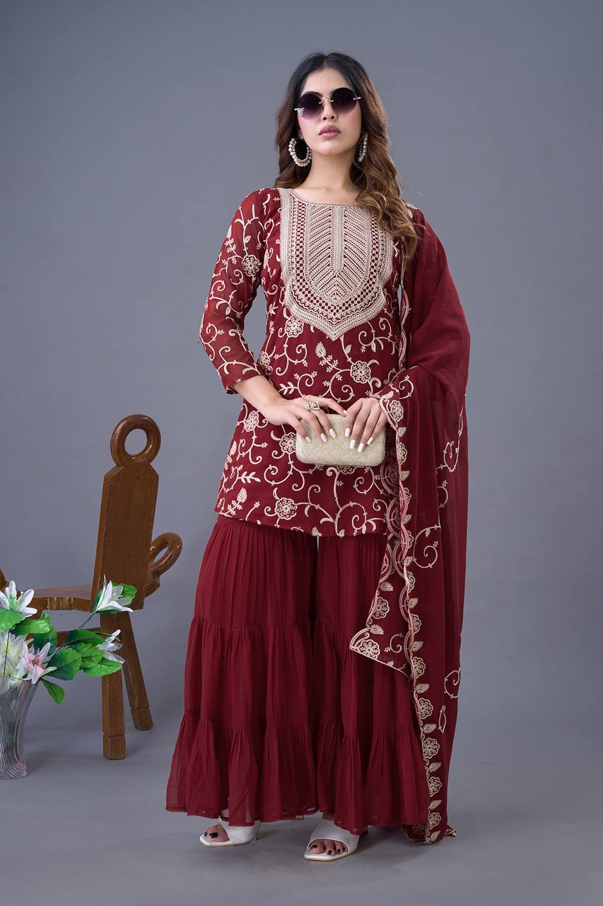 Royal Plum Elegance The Luxe Sharara Set