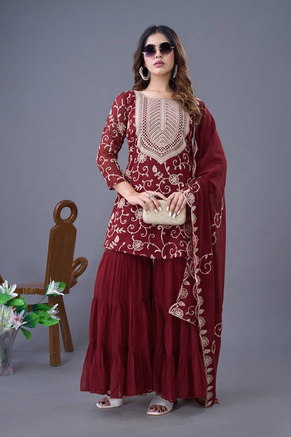 Royal Plum Elegance The Luxe Sharara Set