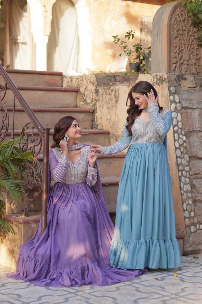 Samara Embroidered Anarkali Gown Set with Dupatta