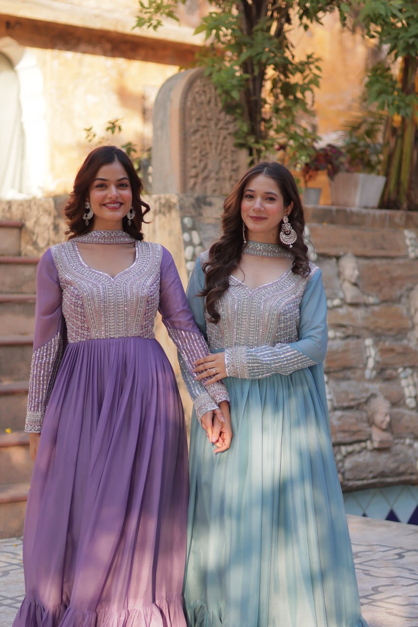 Samara Embroidered Anarkali Gown Set with Dupatta