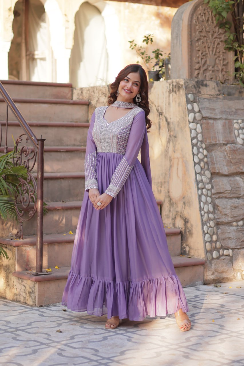 Samara Embroidered Anarkali Gown Set with Dupatta