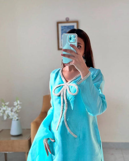 Aarzoo Satin Festive Glam Beads Work Salwaar Suit