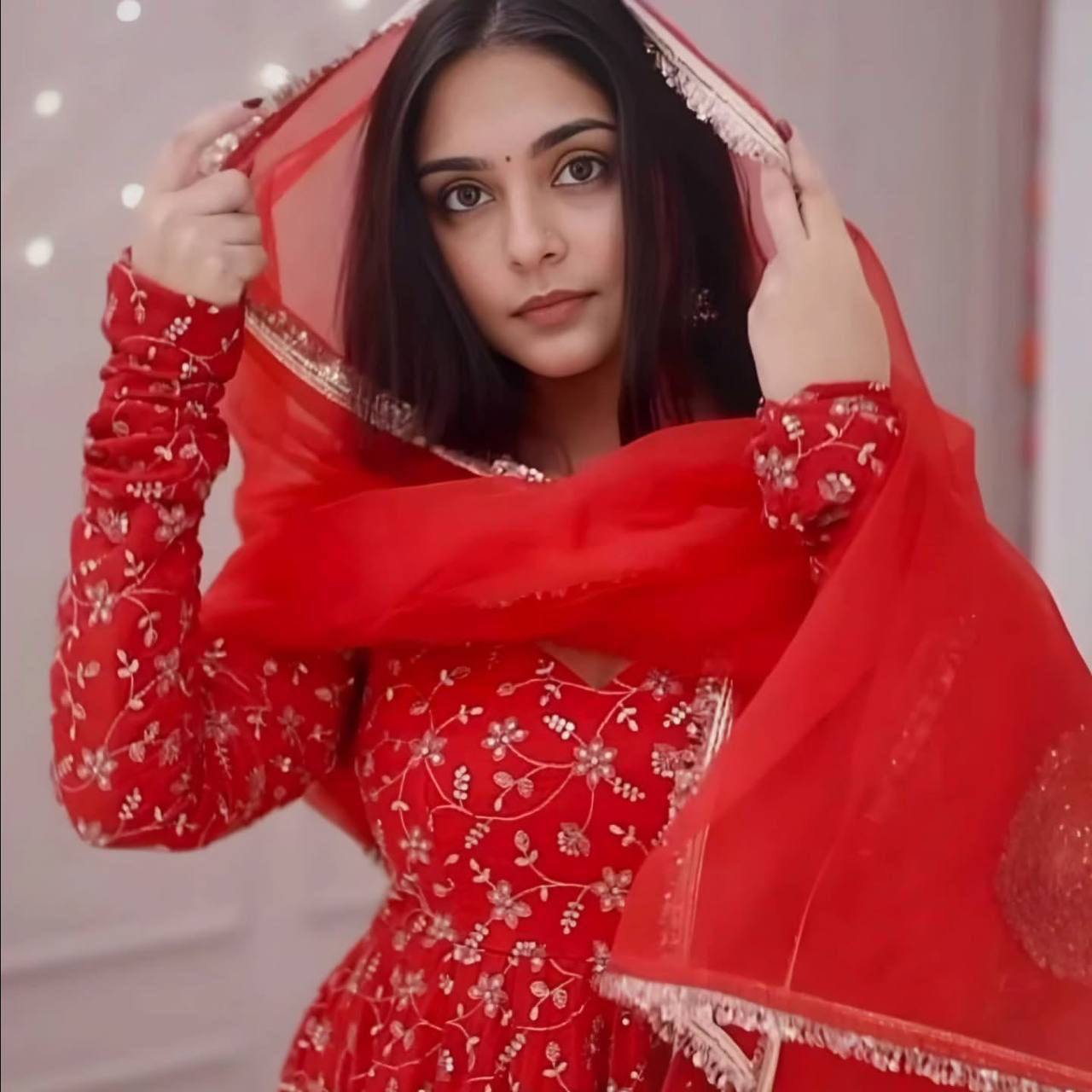 Radiant Red Charm Anarkali Set