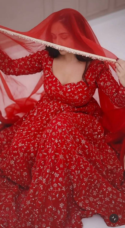 Radiant Red Charm Anarkali Set