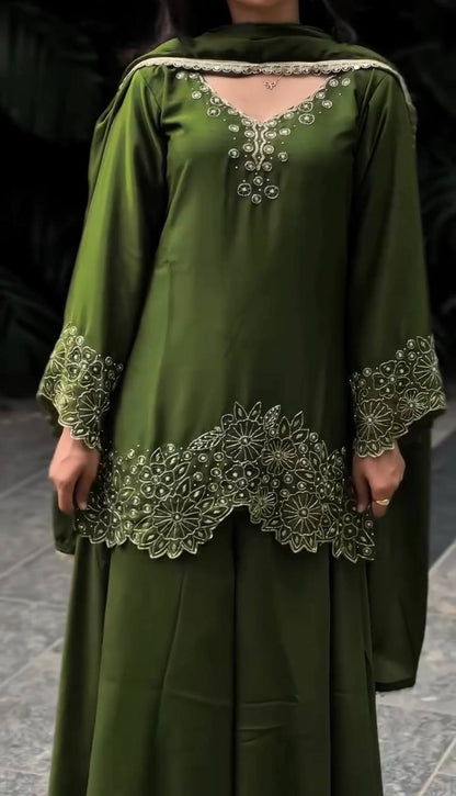 Zaitoon Florencia Designer Embroidery Beads Work Sharara