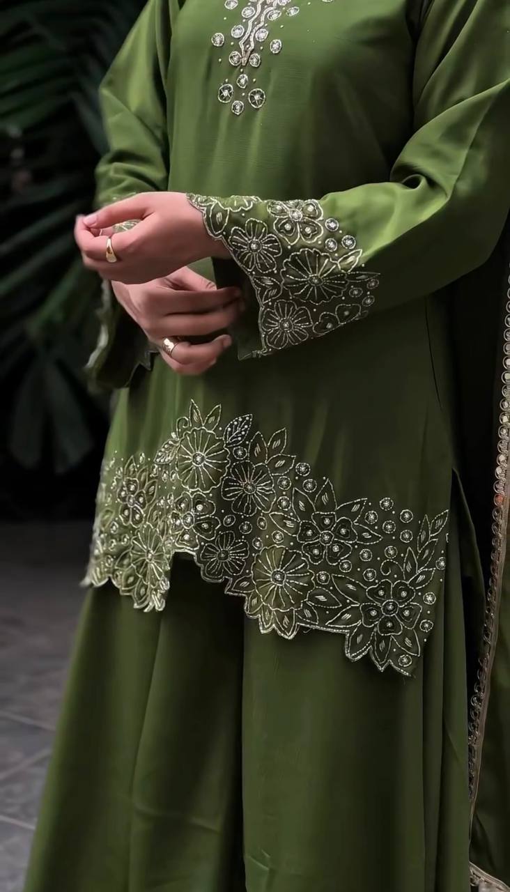 Zaitoon Florencia Designer Embroidery Beads Work Sharara