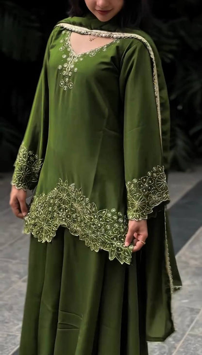 Zaitoon Florencia Designer Embroidery Beads Work Sharara