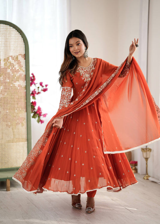 Radiant Charm in Rust Anarkali