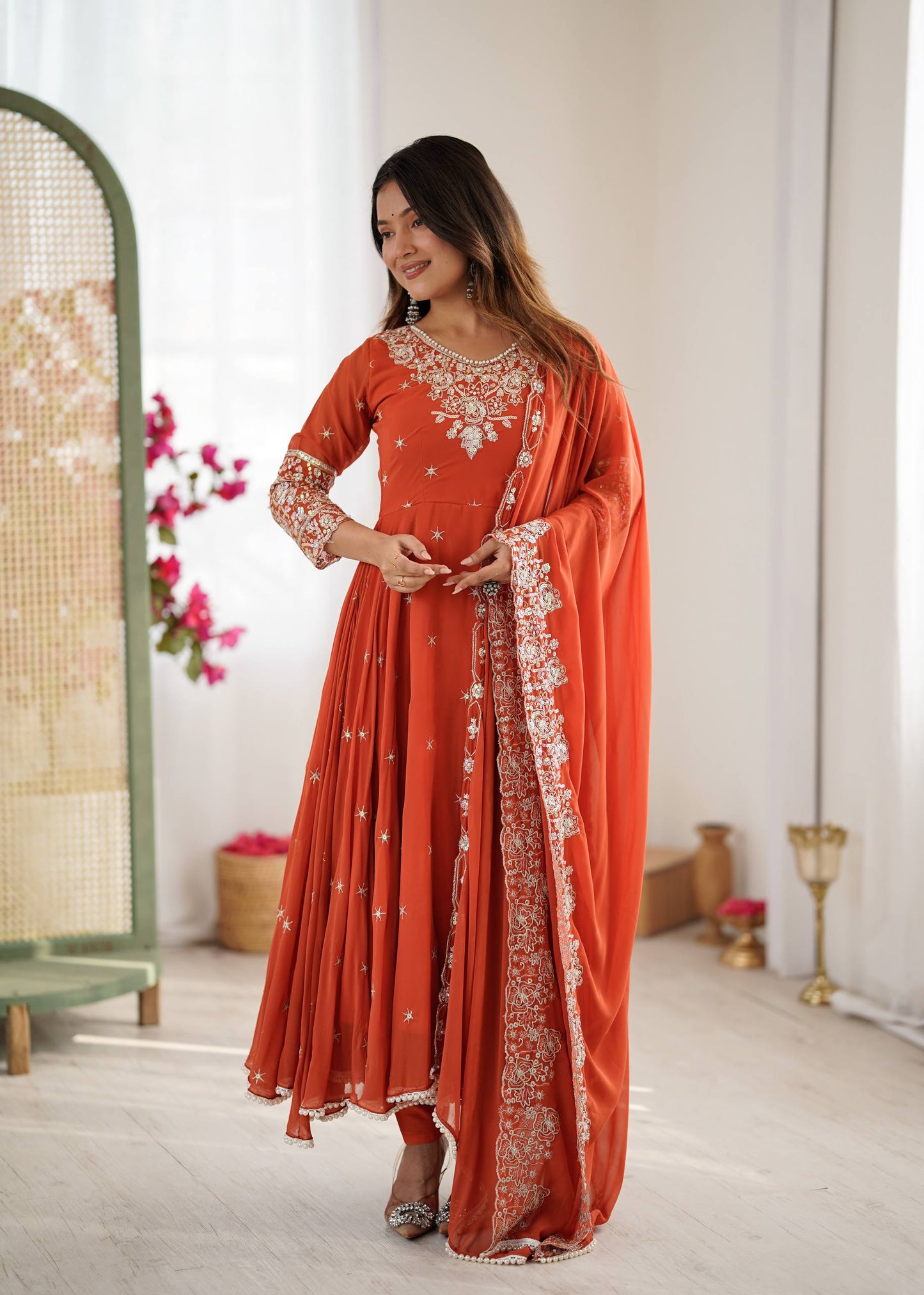 Radiant Charm in Rust Anarkali