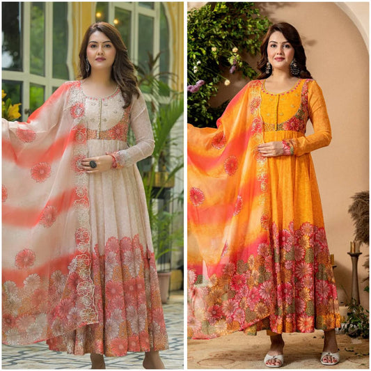 Eternal Radiance Blooming Floral Anarkali Set