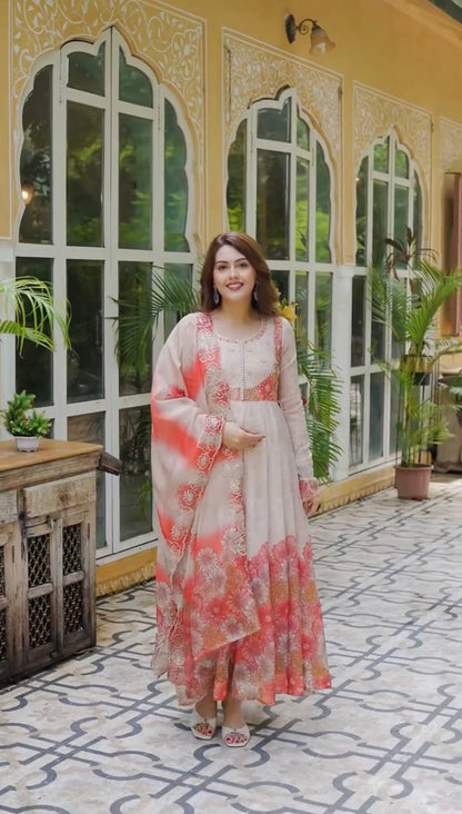 Eternal Radiance Blooming Floral Anarkali Set