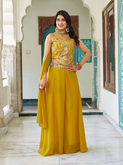 Haldi With Mahendi Modern Divas Palazzo Suit