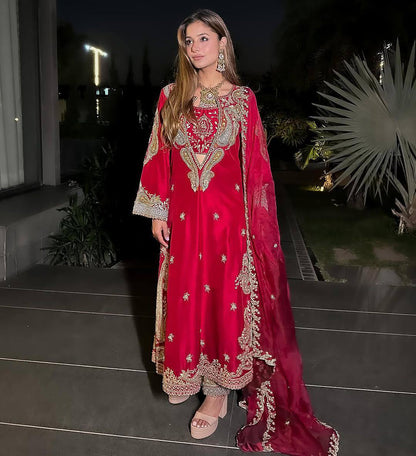 Sana Chinon Charm Embroidered Kurti Set