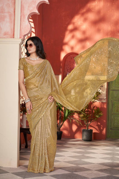 Celestial Shine Cutwork Border Light Weight Party Wear Saree
