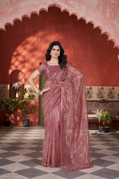 Celestial Shine Cutwork Border Light Weight Party Wear Saree