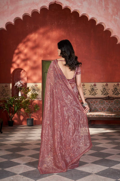 Celestial Shine Cutwork Border Light Weight Party Wear Saree