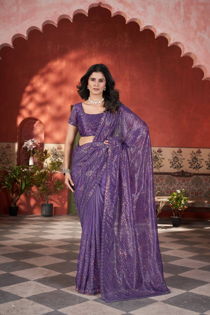 Celestial Shine Cutwork Border Light Weight Party Wear Saree