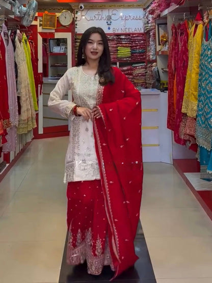 Radiant Royal Heritage Sharara Suit with Contrast Dupatta