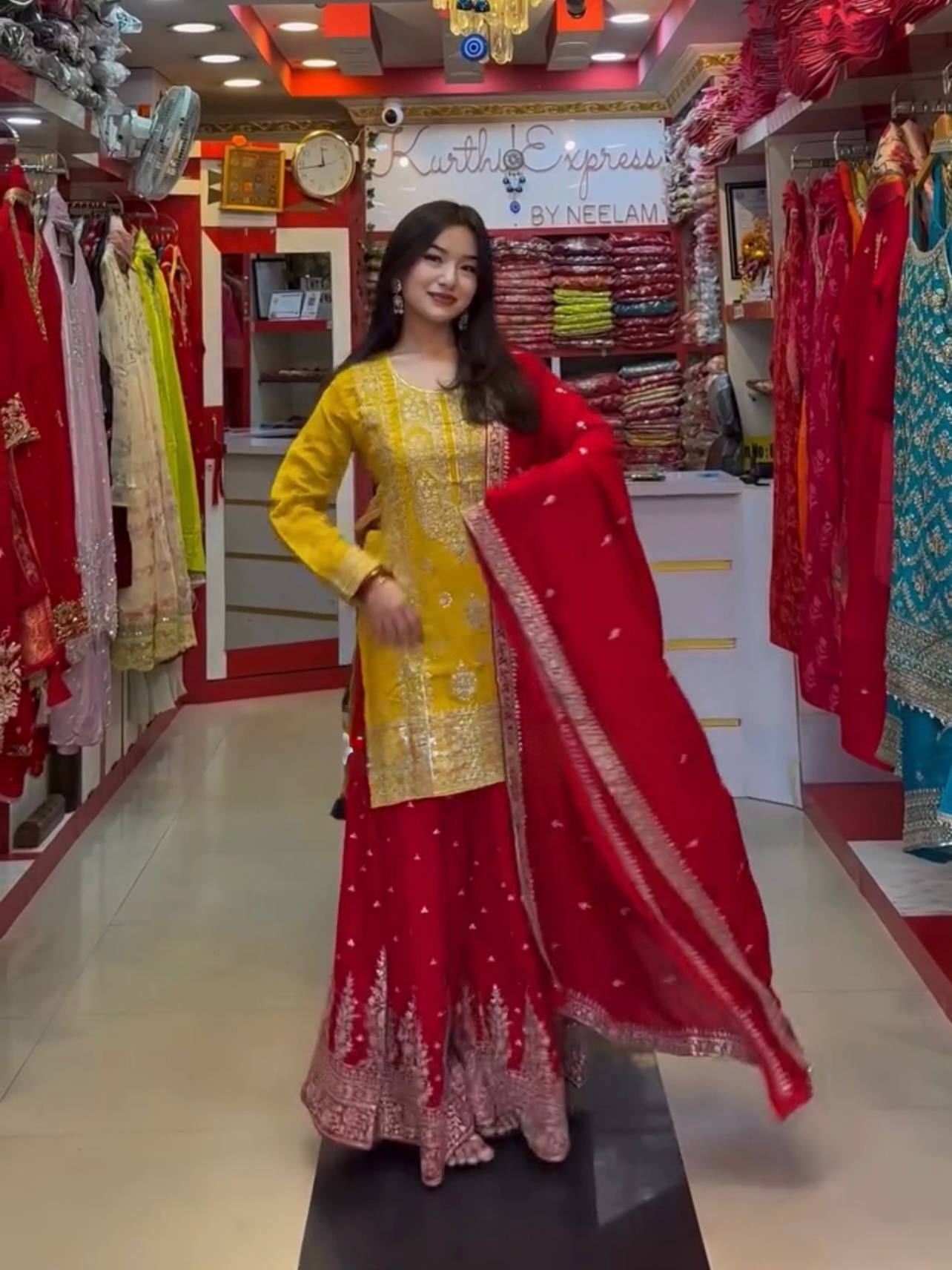 Radiant Royal Heritage Sharara Suit with Contrast Dupatta