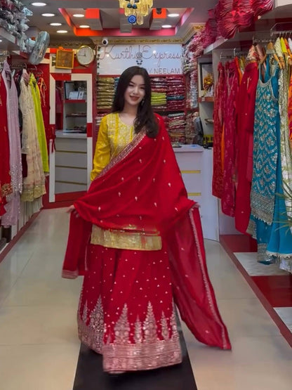 Radiant Royal Heritage Sharara Suit with Contrast Dupatta