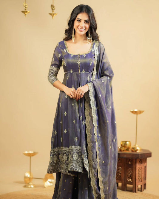 Aanya Royal Purple with Heritage Borders Dreamy Festive Wear Kurta Set