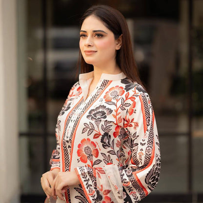 Meher Mughal Touch Sophisticated Florals Designer Plazzo Set
