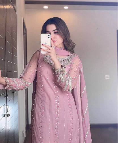 Kayra Designer Pastel Pink Plazzo Set