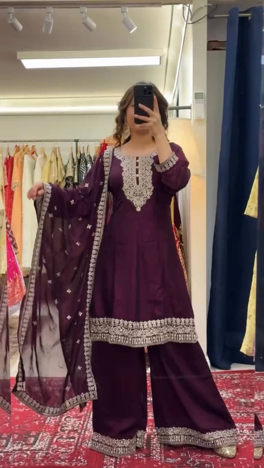 Prexsha Chinon Silk Thread With Sequnce Suit