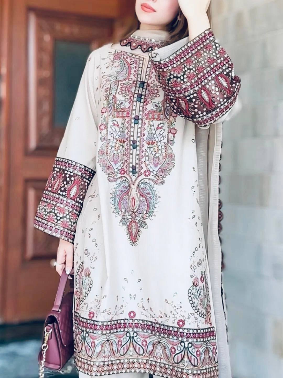 Zimal Beige Ethnic Ensemble Kurti Plazzo Set