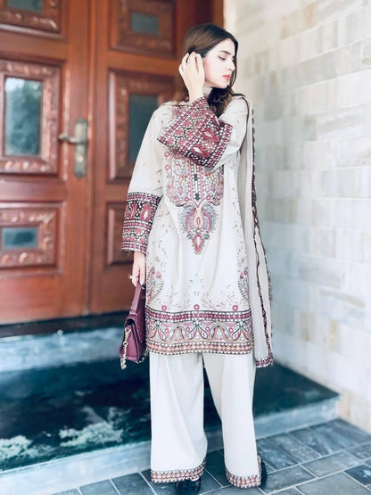 Zimal Beige Ethnic Ensemble Kurti Plazzo Set