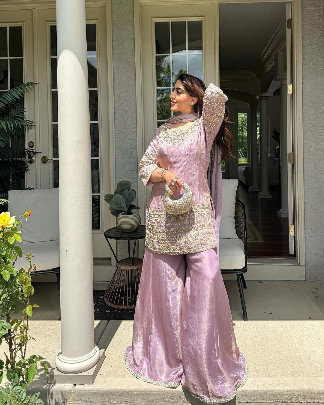 Naira Soft Lavender Embellished Plazoo Suit