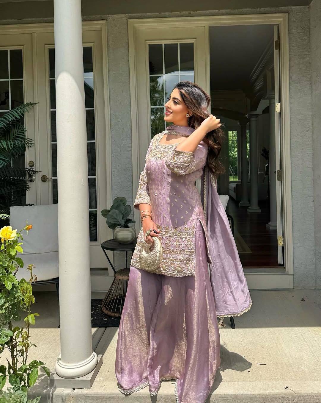 Naira Soft Lavender Embellished Plazoo Suit