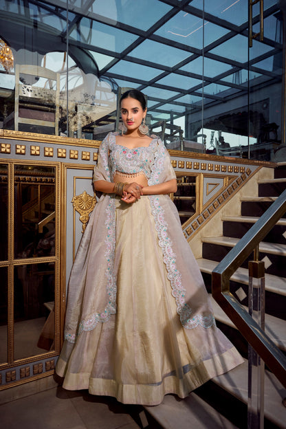 Moonlit Ivory & Frosted Silver Lehenga Choli