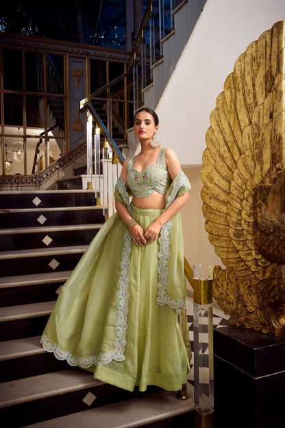 Moonlit Ivory & Frosted Silver Lehenga Choli