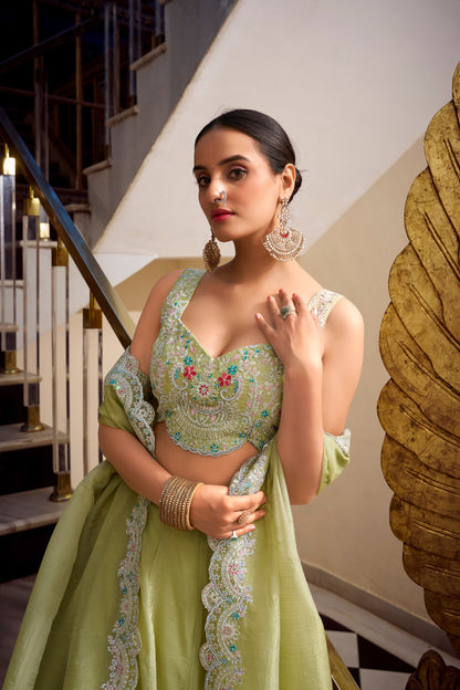 Moonlit Ivory & Frosted Silver Lehenga Choli