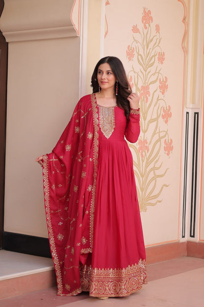 Adah Festive Charm Embroidered Readymade Gown