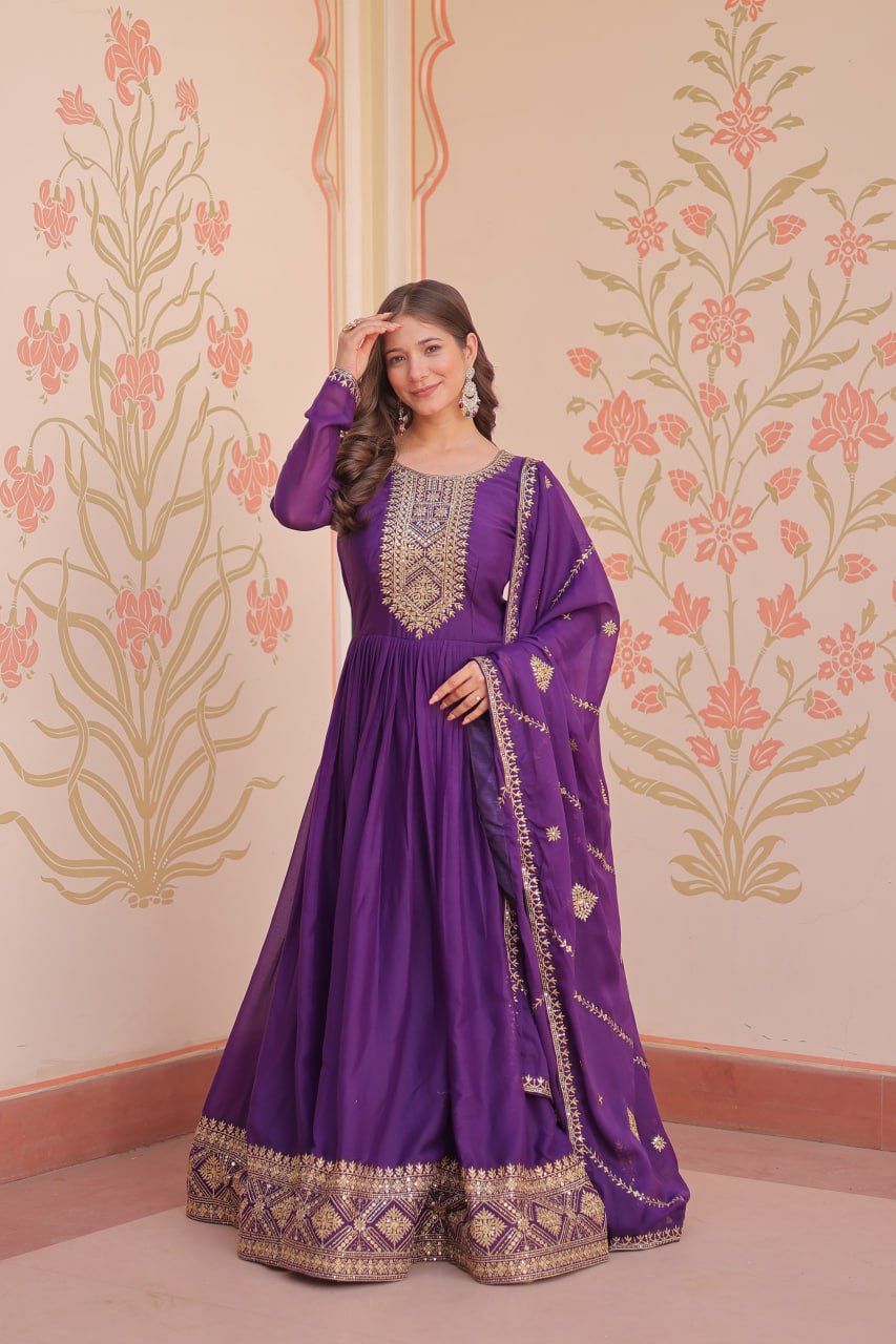 Adah Festive Charm Embroidered Readymade Gown