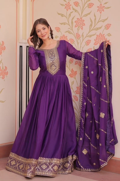 Adah Festive Charm Embroidered Readymade Gown