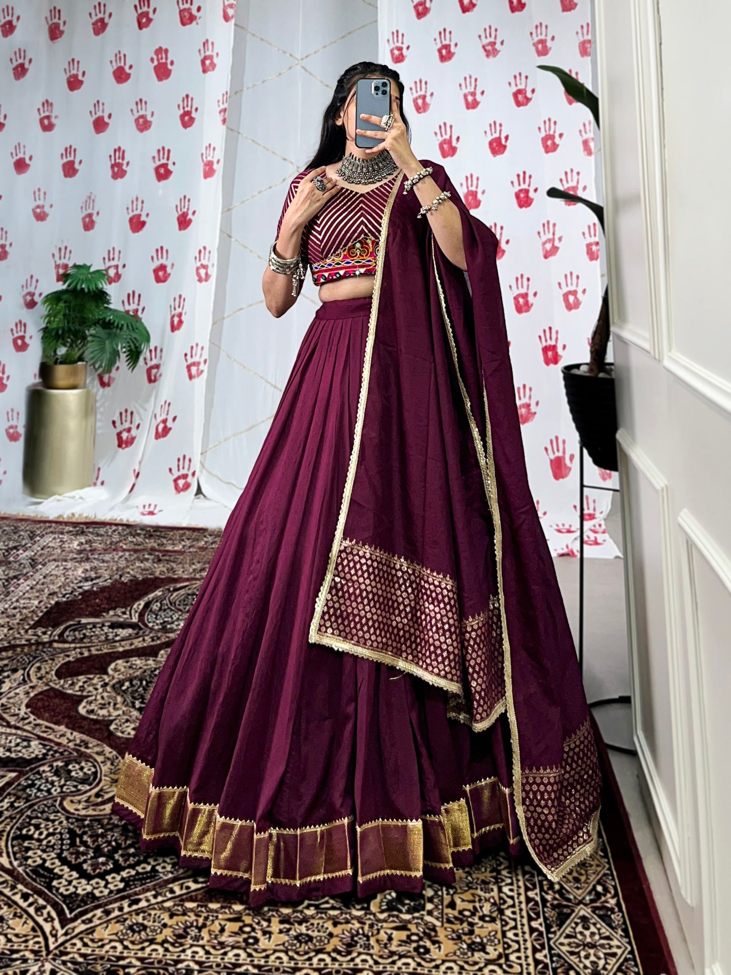 RustRegalia Silk Pure Chanderi Lehenga Choli
