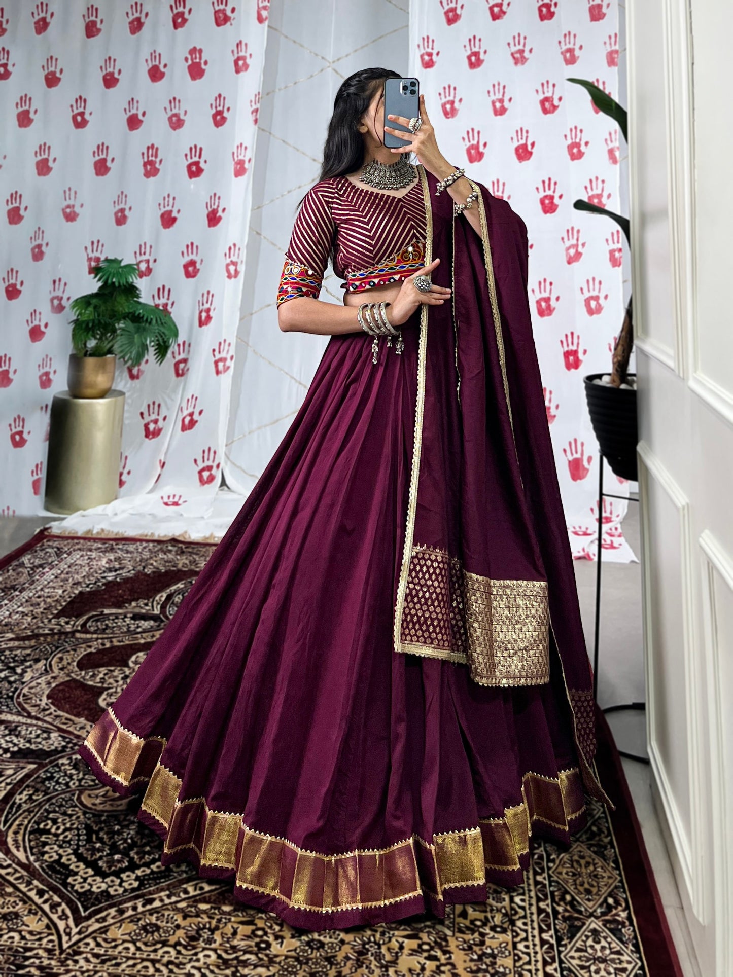 RustRegalia Silk Pure Chanderi Lehenga Choli