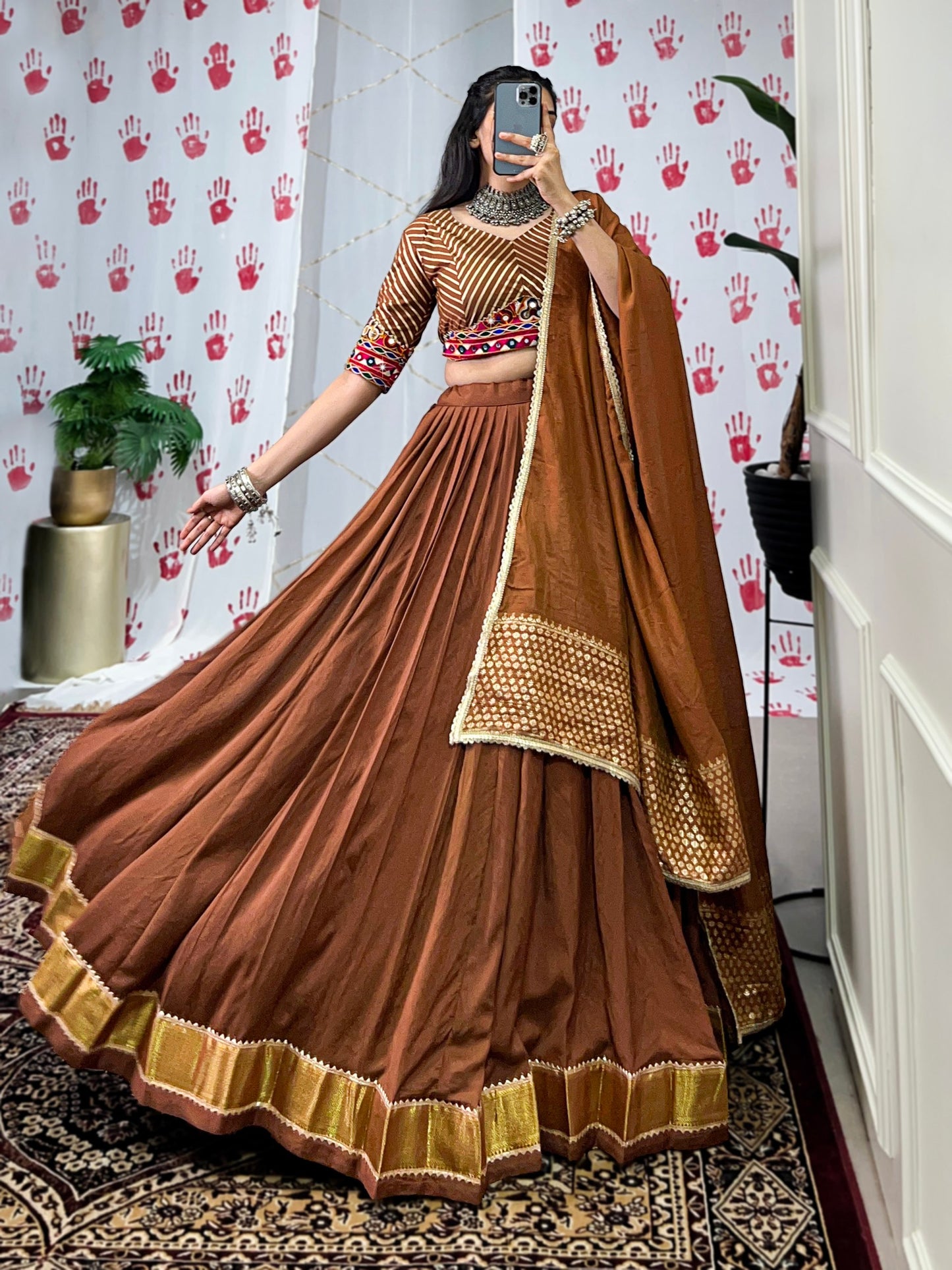RustRegalia Silk Pure Chanderi Lehenga Choli