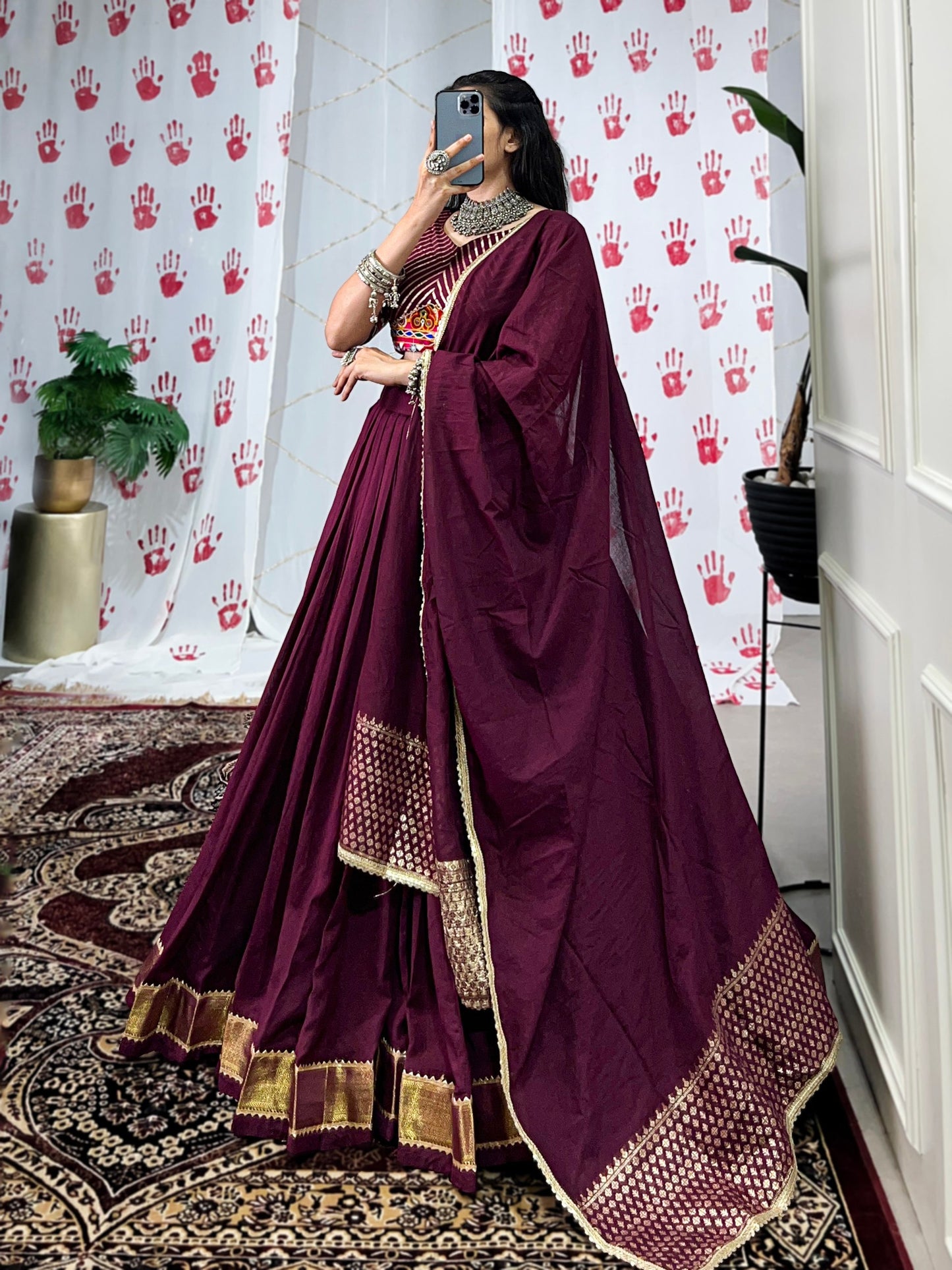 RustRegalia Silk Pure Chanderi Lehenga Choli