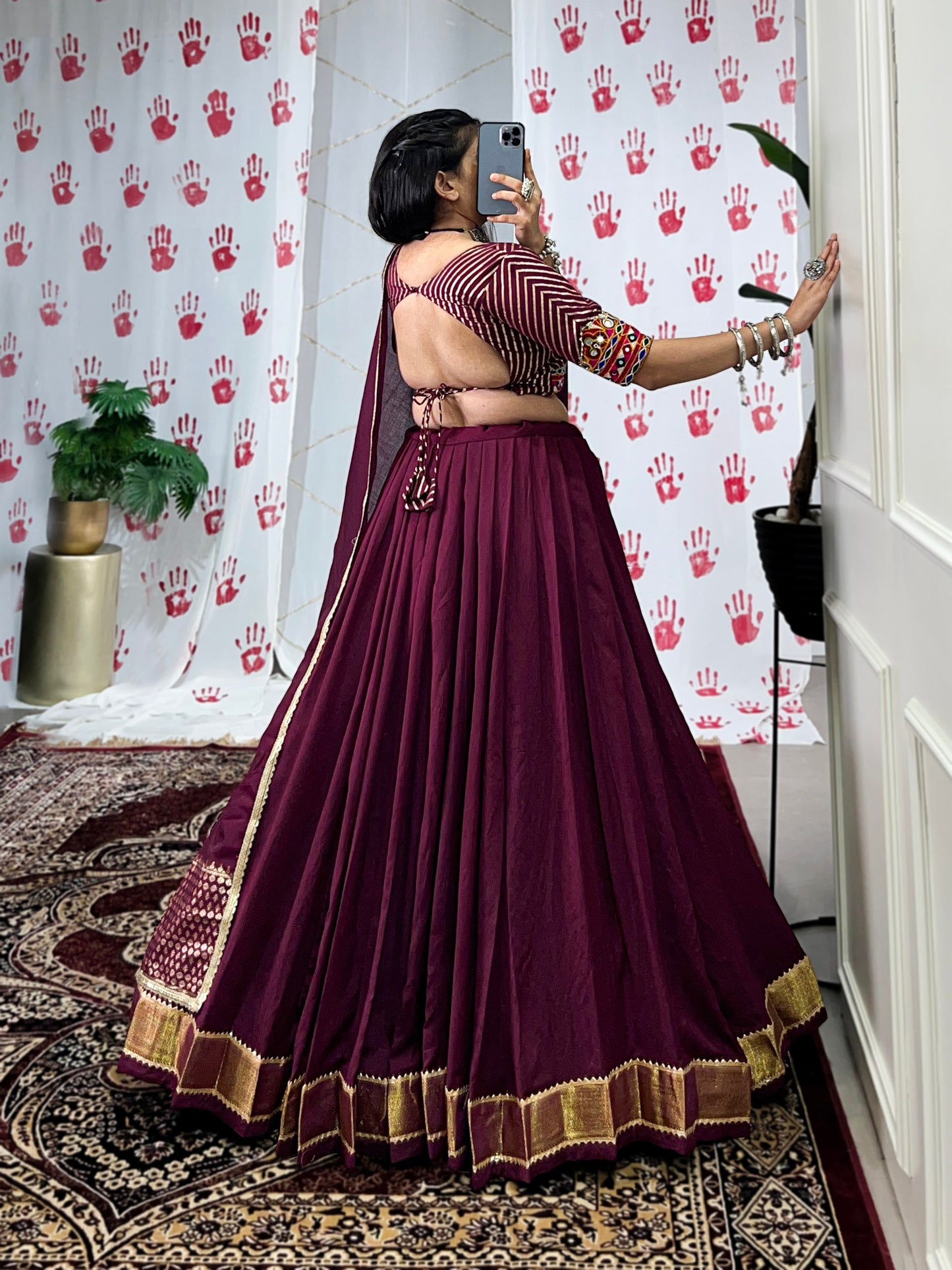 RustRegalia Silk Pure Chanderi Lehenga Choli